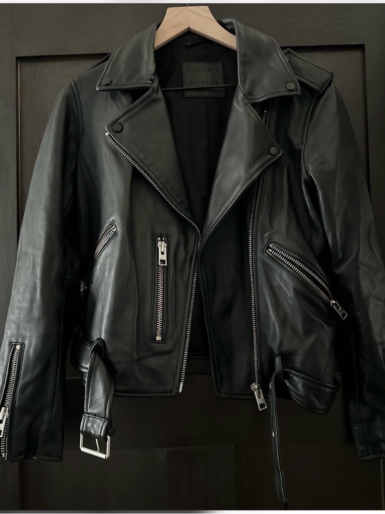 Allsaints Black Leather Balfern Biker Jacket
